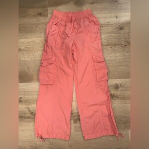 Aerie Coral Elastic Waist Cargo Pants